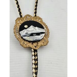 Black and Gold Scenic Bolo Tie - Men Accessories